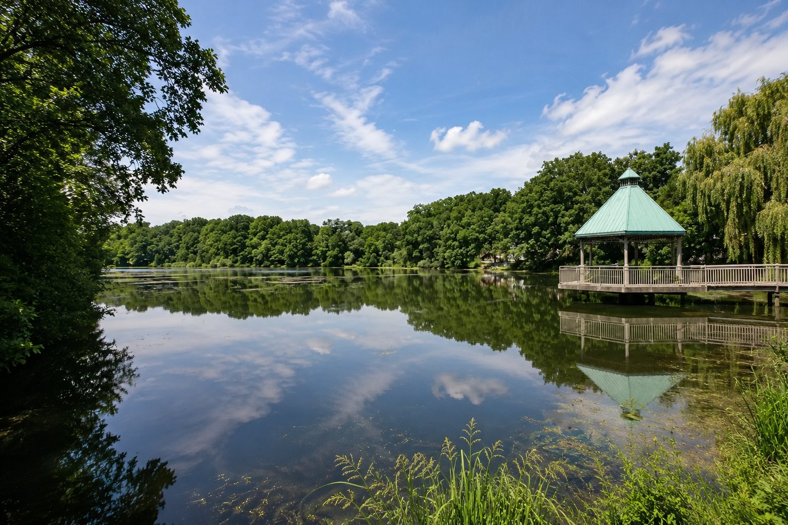 The Mill Pond and gazebo in downtown Milton