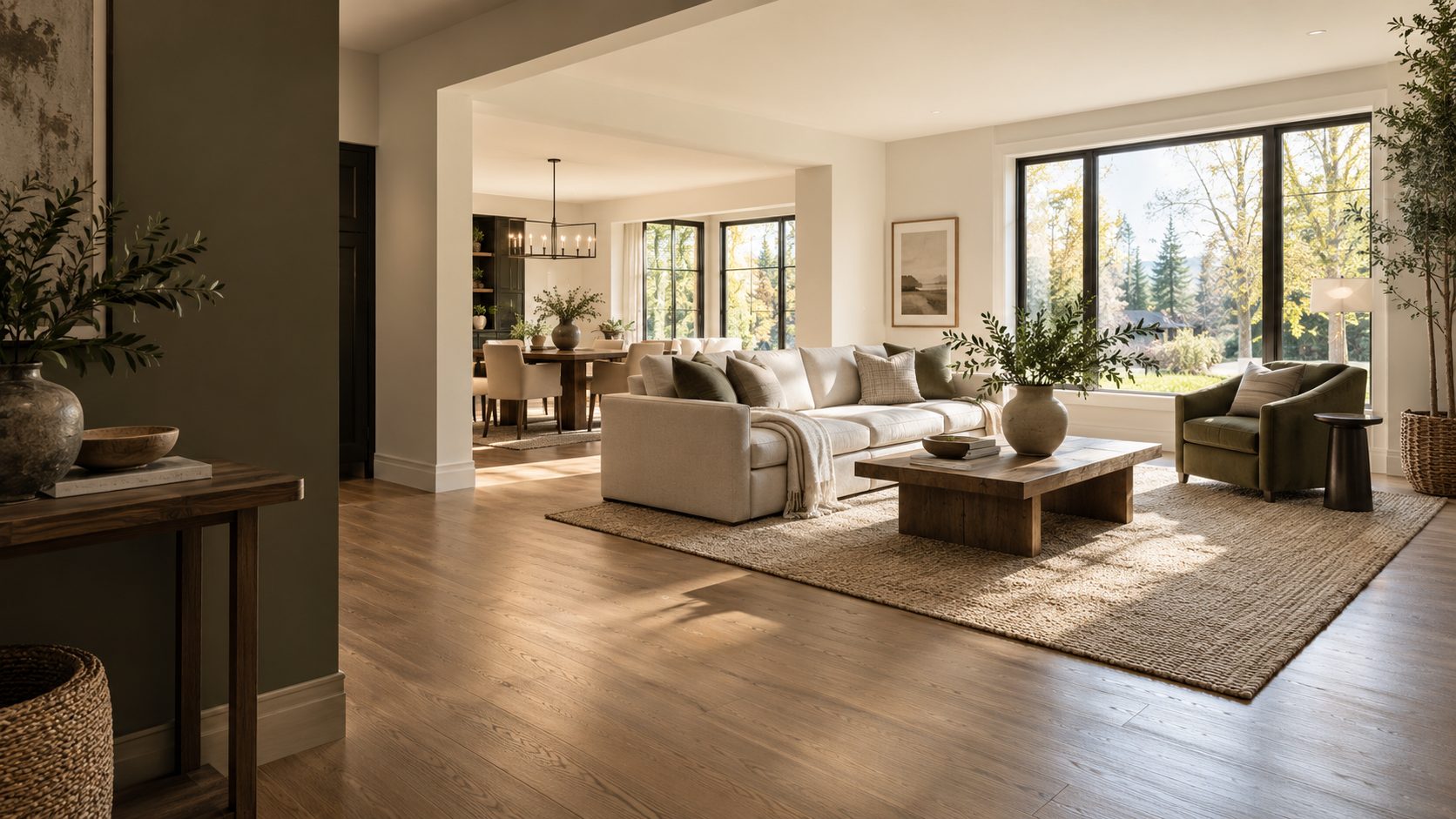 Bright staged living room